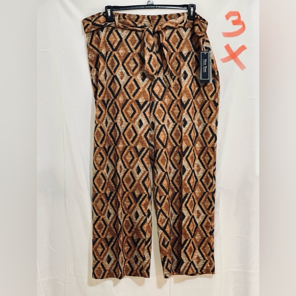 Geometric Patterned Brown Pants